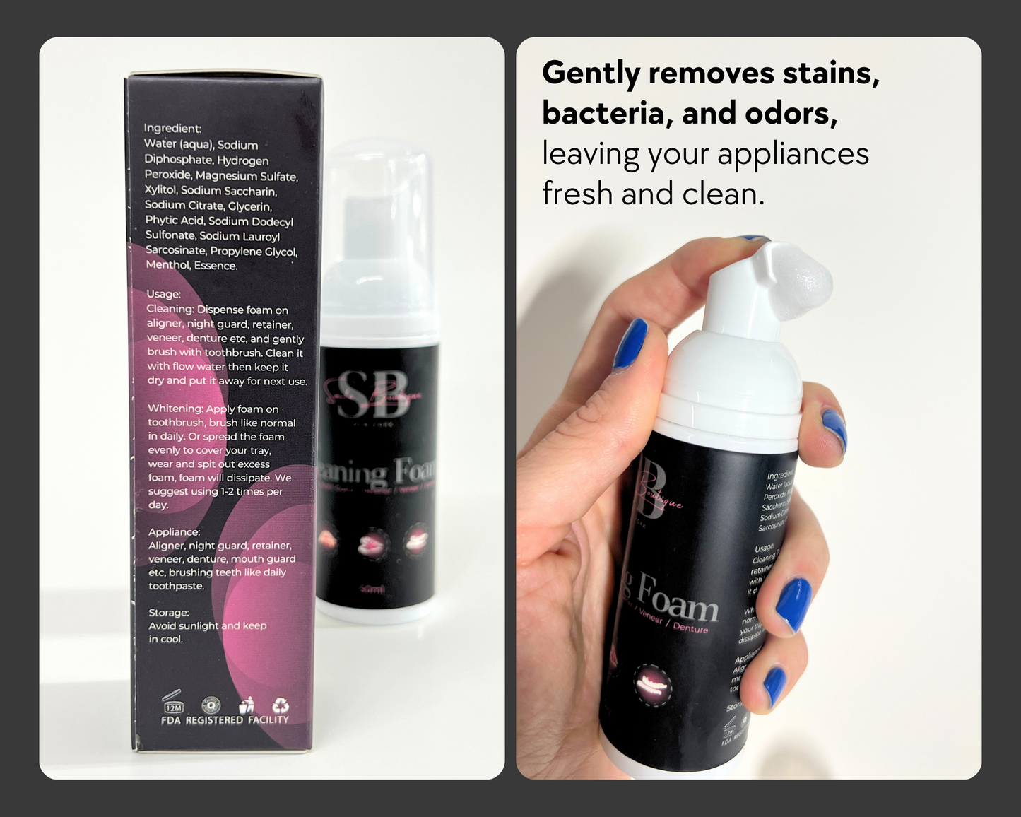 Dental Appliance Cleaning & Whitening Foam - Smile Boutique NY