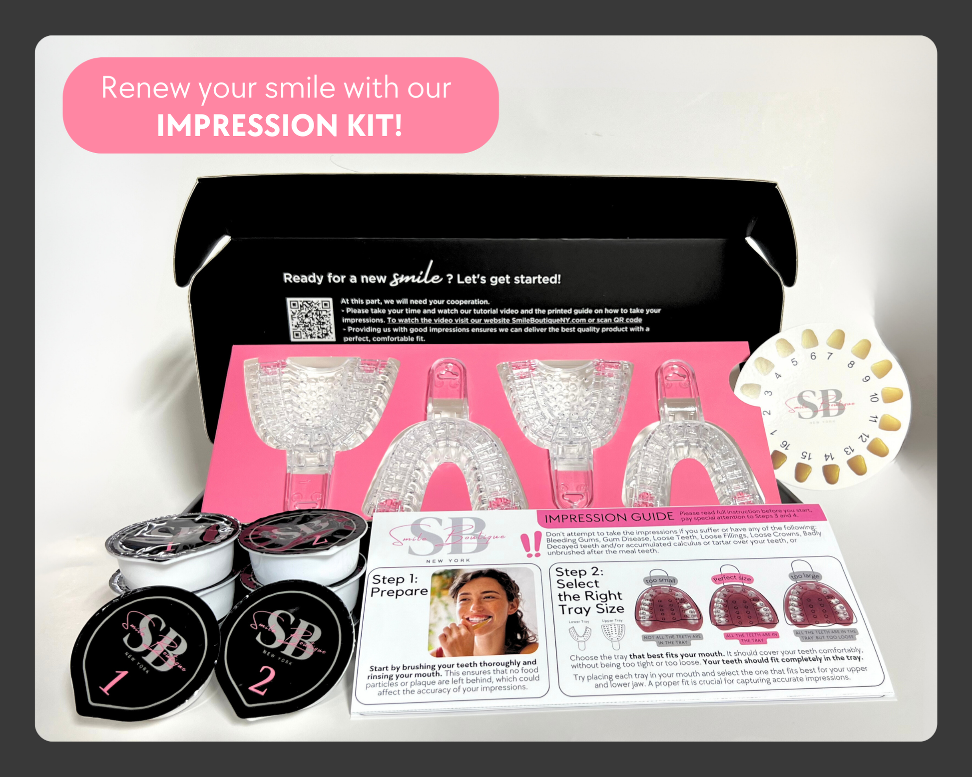 Buy a teeth impression kit online and create accurate molds from home. Smile Boutique NY